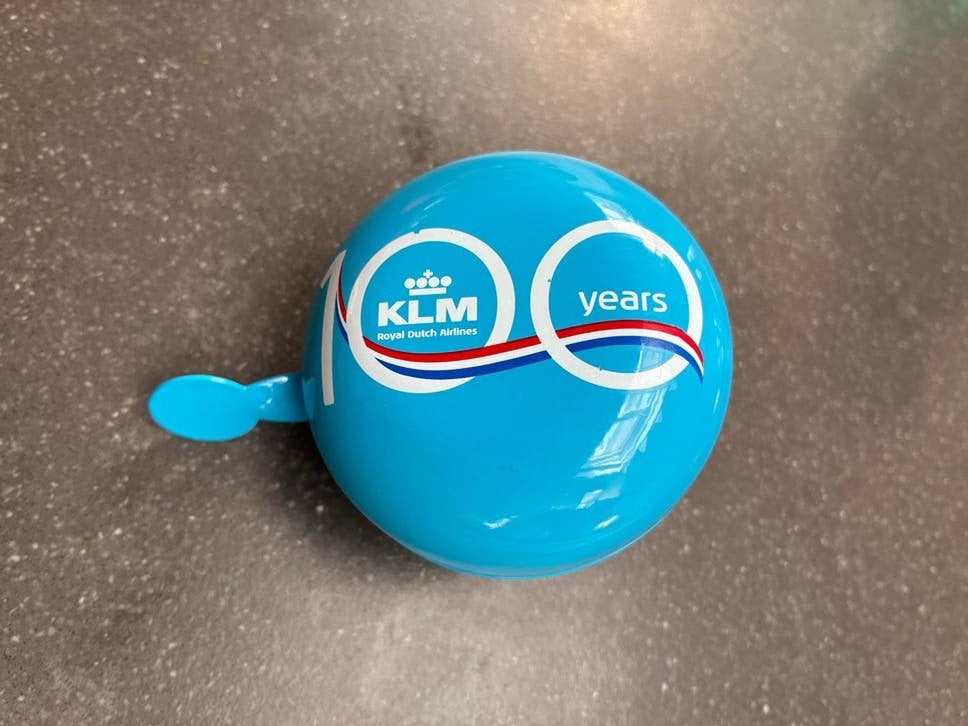 Grote fietsbel KLM 100 jaar nieuw, Ophalen of Verzenden, Zo goed als nieuw