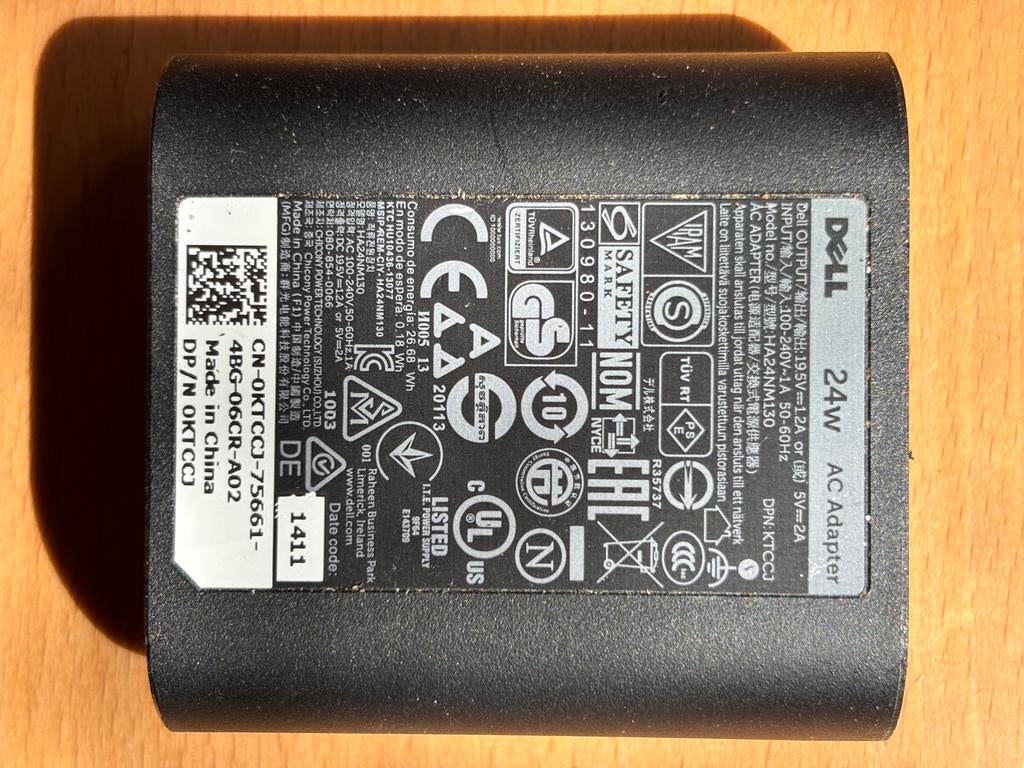 Dell 24W AC Adapter DPN 0KTCCJ - Oplader, Ophalen of Verzenden, Zo goed als nieuw