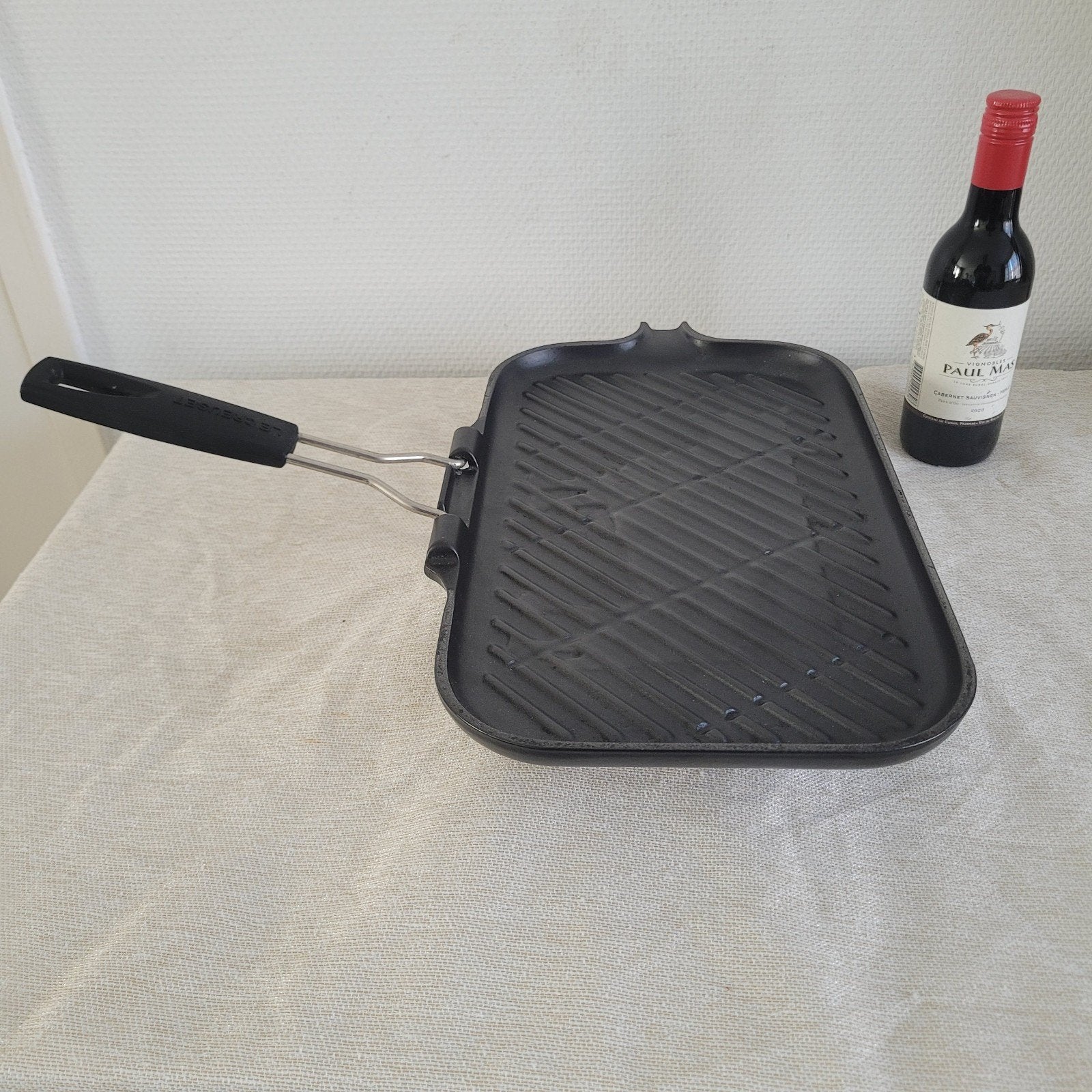 Le creuset gietijzer emaille grillplaat grillpan skillet, Gebruikt, Le Creuset, Ophalen of Verzenden, Geschikt voor inductie