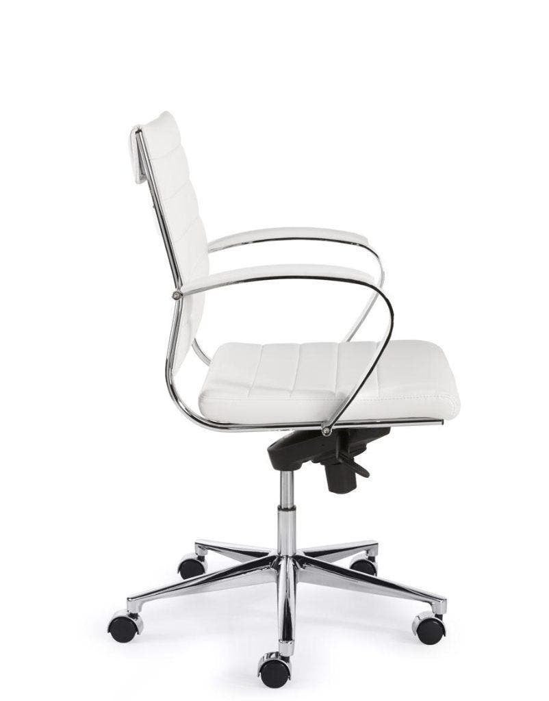 Design bureaustoel 600, lage rug, Wit kunstleder, Wit, Nieuw, Ophalen of Verzenden, Bureaustoel