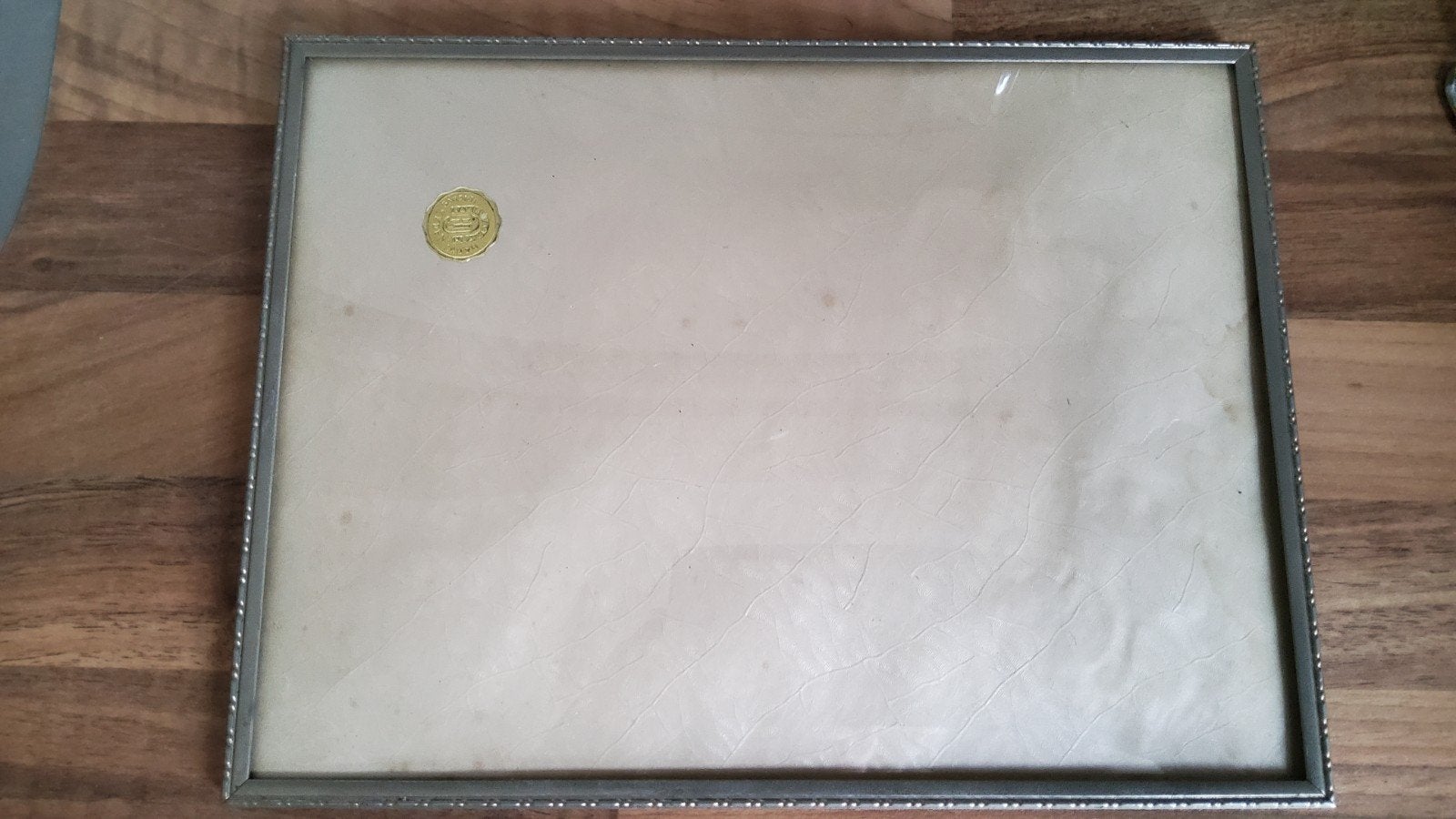 Groot antiek zilver kleur fotolijstje bol glas gemerkt Jyden, Antiek en Kunst, Ophalen of Verzenden