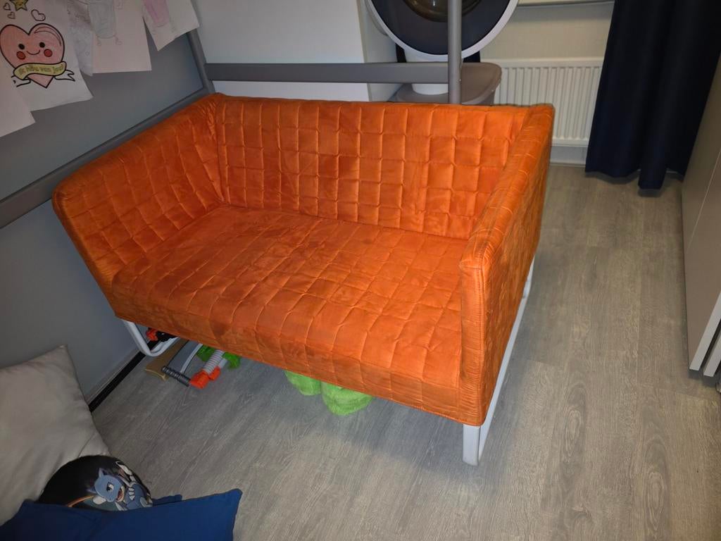 Ikea oranje bankje, Huis en Inrichting, Ophalen, Gebruikt, Tweepersoons, 80 cm