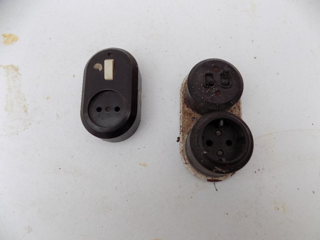 Vintage bakelieten schakelmateriaal lichtschakelaar, Ophalen of Verzenden, Gebruikt
