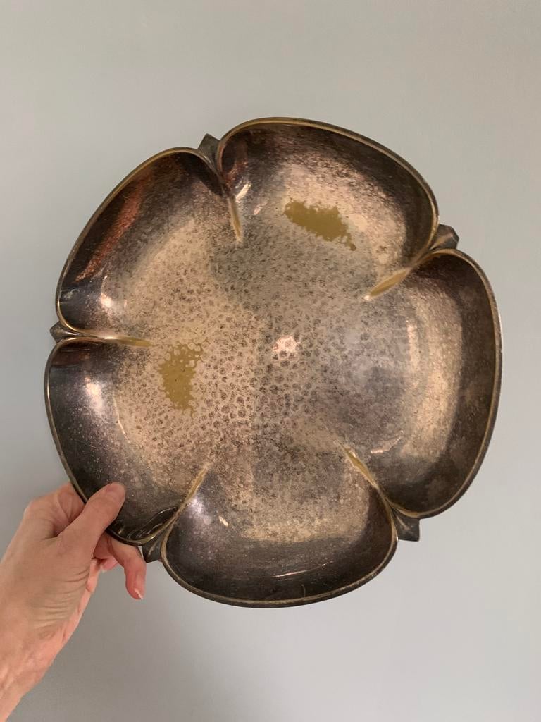 Antiek Arts & Craft Art Deco silver plated schaal gehamerd, Antiek en Kunst, Ophalen of Verzenden