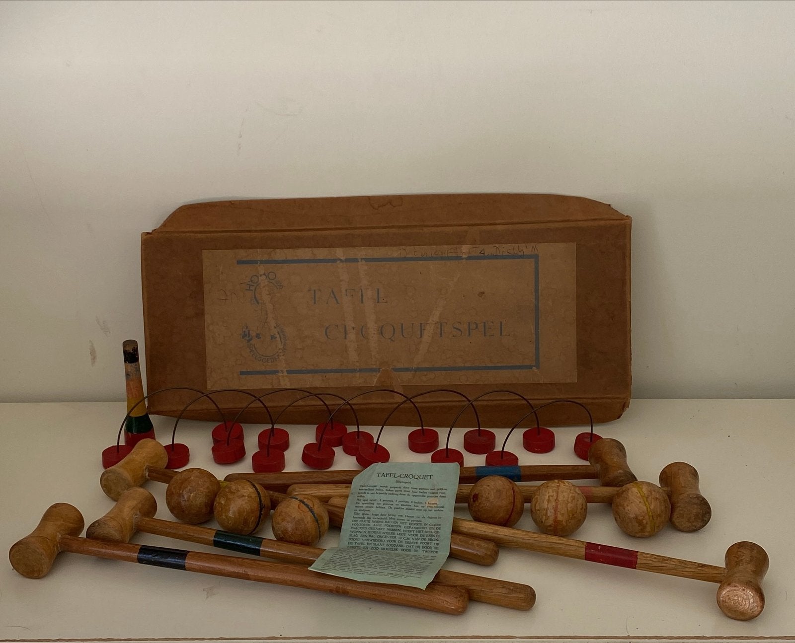 Vintage Tafel Croquetspel met handleiding, Ophalen of Verzenden, Gebruikt, Jongen of Meisje