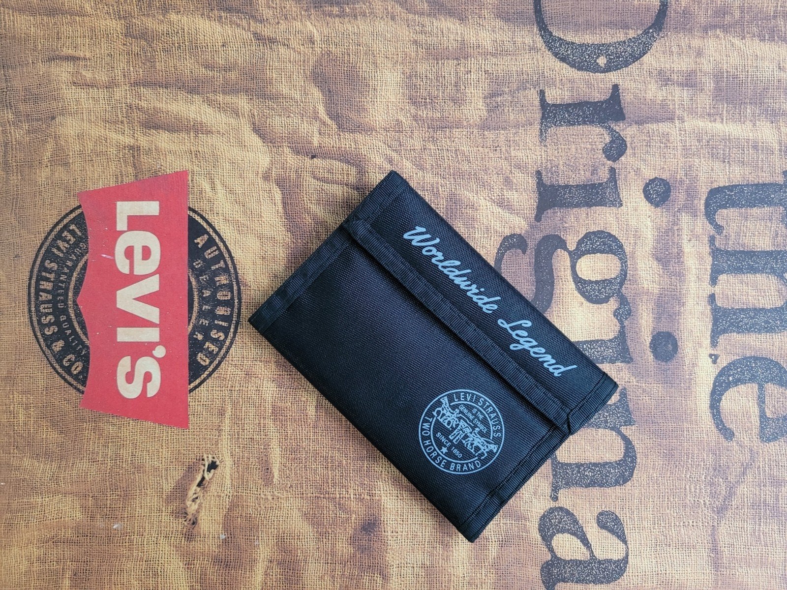 Vintage Levi's Polyester Klittenband Portemonnee Nieuwstaat, Ophalen of Verzenden, Nieuw, Zwart, Overige merken