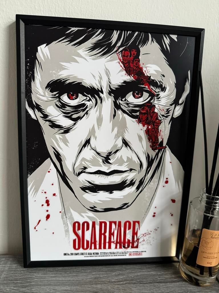 Scarface Poster Ingelijst 21x30cm, Verzamelen, Met lijst, A4 of kleiner, Ophalen of Verzenden, Film en Tv