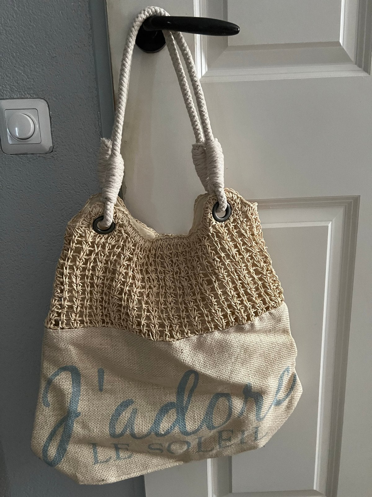 Rivièra Maison strandtas "J'adore le soleil", Ophalen of Verzenden, Zo goed als nieuw, Beige, Overige typen
