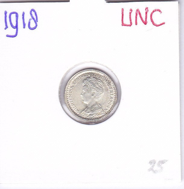 TOPPER: Schitterende 10 cent 1918 UNC voor 25 euro, Zilver, Ophalen of Verzenden, 10 cent, Koningin Wilhelmina