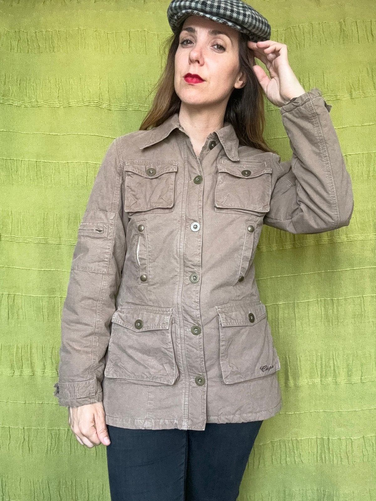 Vintage 'Chipie' jas / bruin-beige / jassen / winter / XS, Hgv, Hgv, Ophalen of Verzenden, Maat 34 (XS) of kleiner
