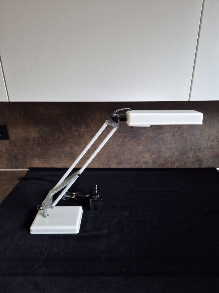 Vintage - Bureaulamp - Leeslamp - Archit.lamp - Metaal -Wit, 50 cm, Bureaulamp, Gebruikt, Overige merken