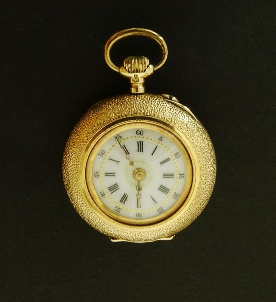 Antiek 14K goud dames zak horloge Jugendstil periode, Ophalen of Verzenden, Goud, Overige typen
