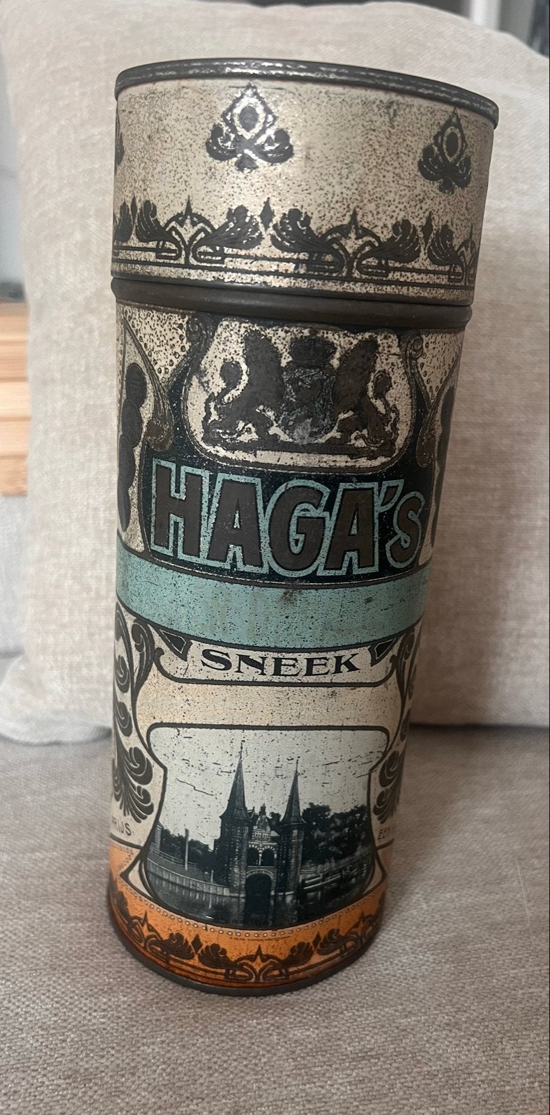 Antiek Haga's Drabbelkoeken-blik (Sneek) - Jugendstil, Ophalen of Verzenden