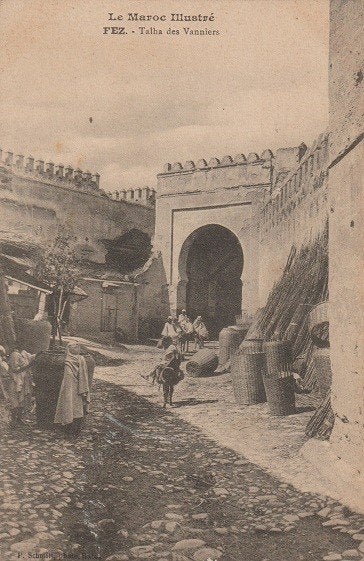 Marokko Fez mandenmakersstraatje/oud, Verzenden, 1940 tot 1960, Ongelopen, Frankrijk