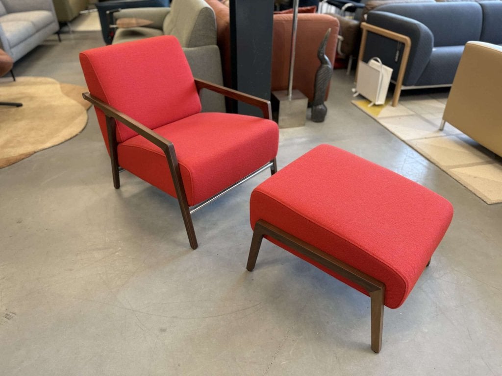 Nieuw Harvink Splinter Fauteuil met poef rood stof Stoel, Hout, Harvink, Info@harvink.nl, Nieuw