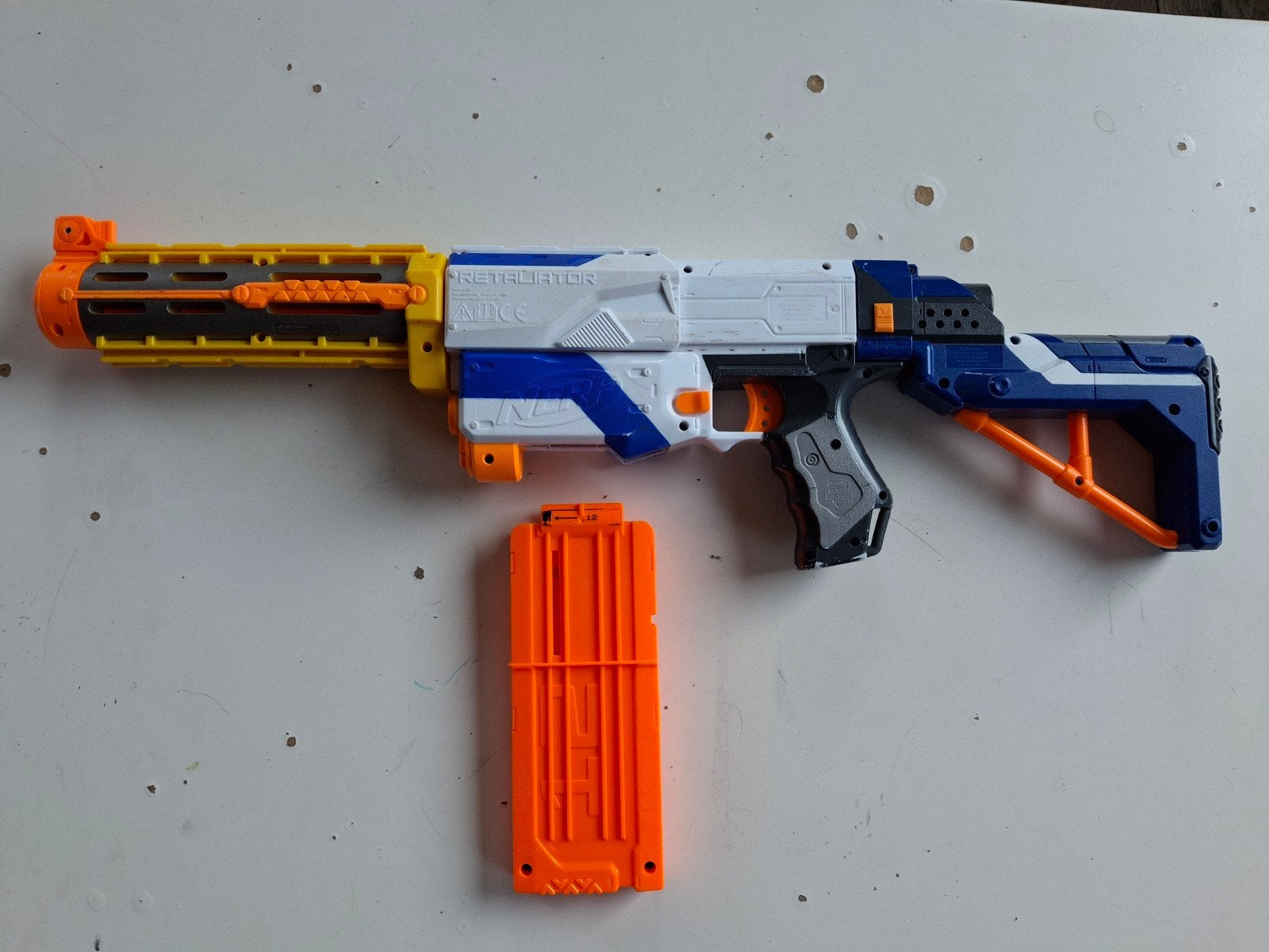 Nerf Elite Retaliator Blaster met Magazijn, Ophalen, Gebruikt, Jongen of Meisje