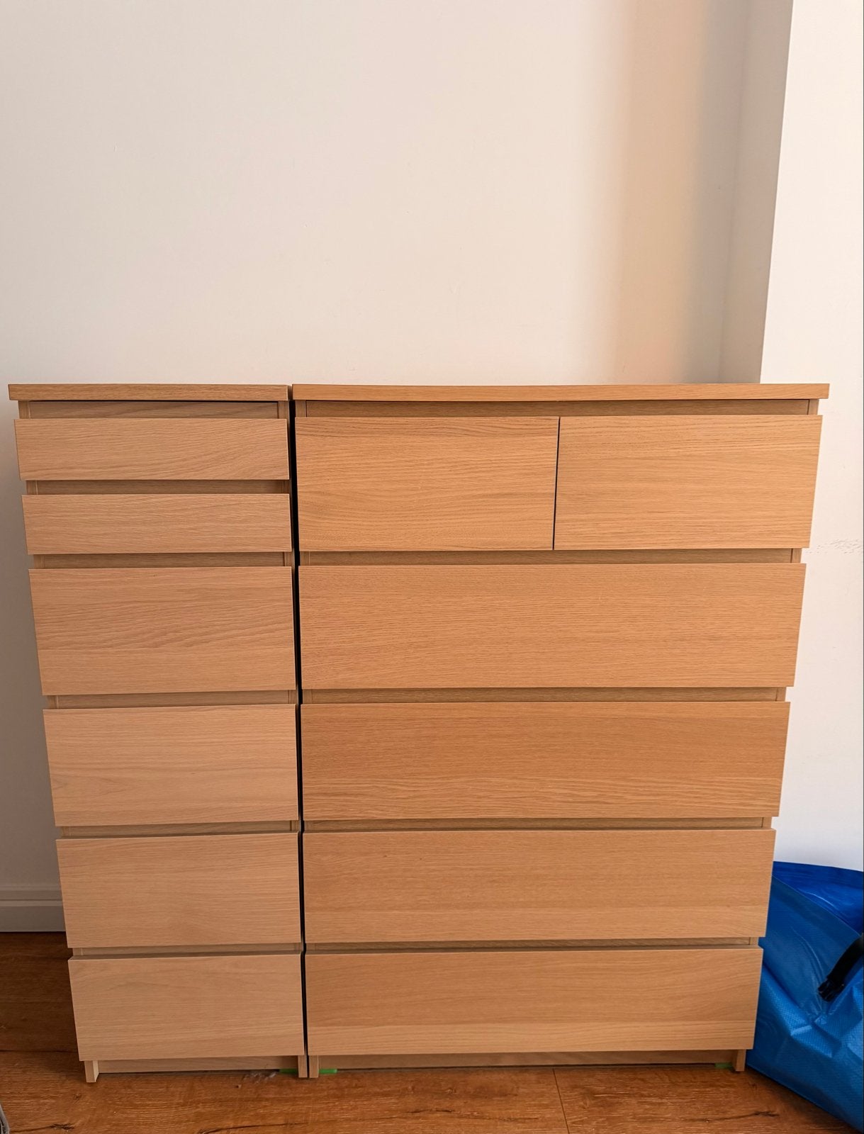 2 of 4 IKEA MALM ladekasten gratis afhalen Breda eikenfineer, Gebruikt, 5 laden of meer, 100 tot 150 cm, Eikenhout