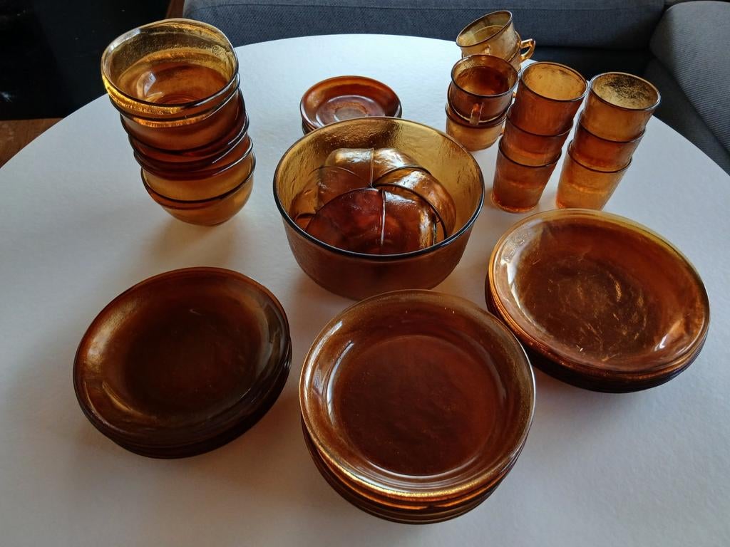 Arcoroc Sierra vintage 6-voudig servies Amber geel, Ophalen