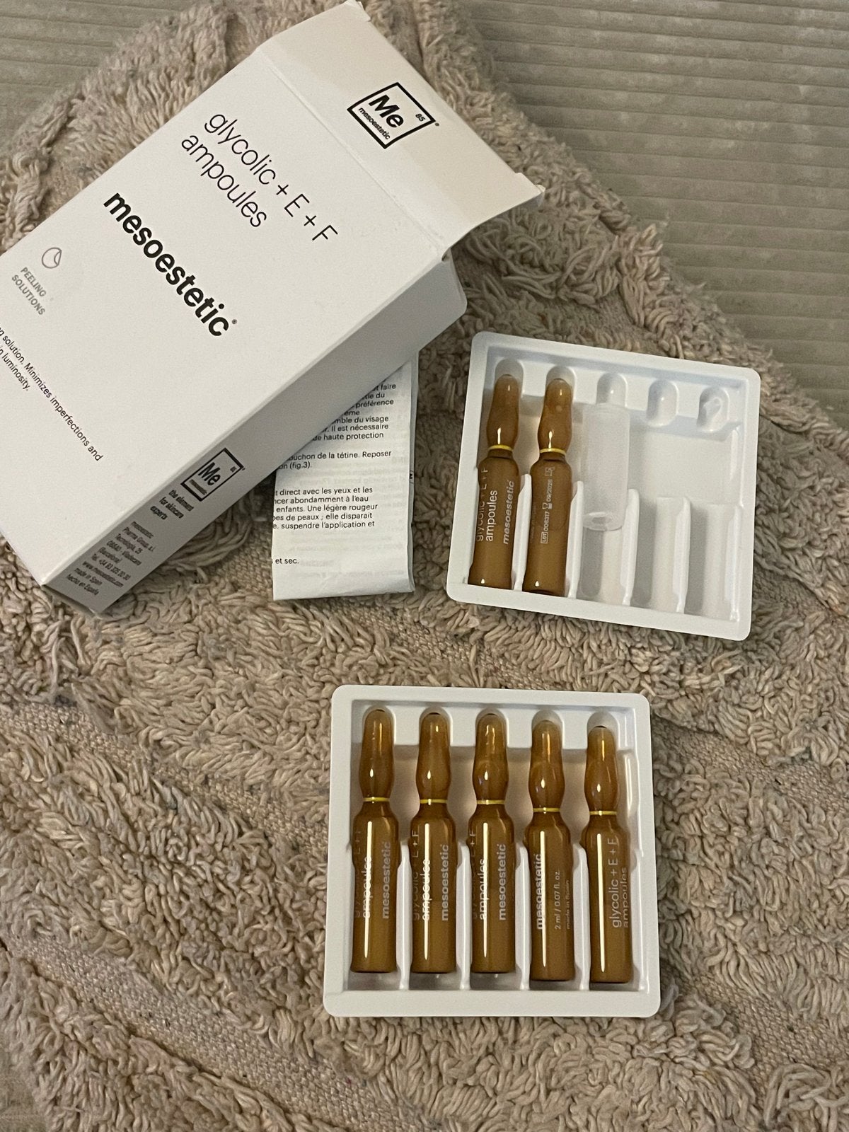 Mesoestetic Glycolic + E + F Ampullen - Peeling, Ophalen of Verzenden, Nieuw, Gehele gezicht, Verzorging