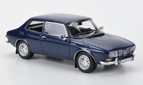 Neo . Saab 99 2 deurs donkerkblauw 1971 resin schaal 1:43., Ophalen of Verzenden, Nieuw, Auto, Overige merken