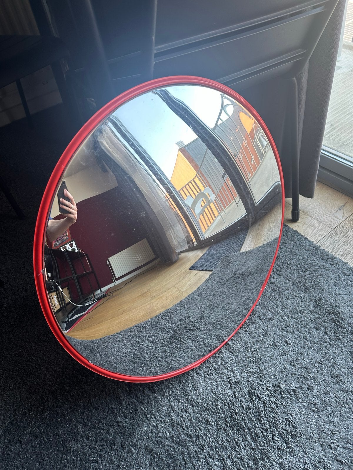 Verkeersspiegel / Veiligheidsspiegel Rond Rood, Huis en Inrichting, Ophalen, Gebruikt, Rond, Minder dan 100 cm