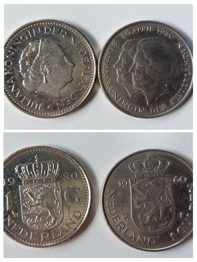 Munten: fl.1,- Nederland 1980-1997-2001. Zie foto's, Ophalen of Verzenden, Koningin Beatrix