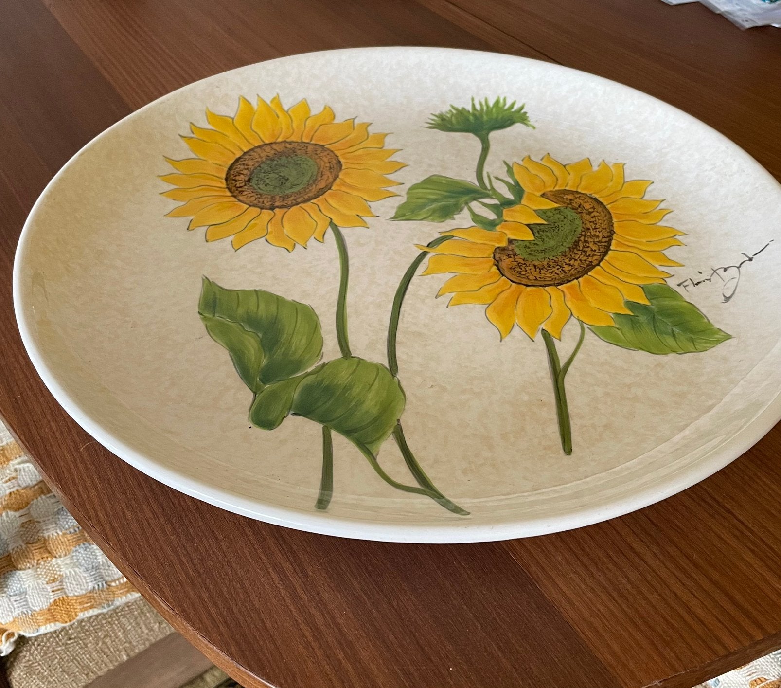 Vintage, groot, met de hand beschilderde schaal, Italië, Ophalen of Verzenden, Overige stijlen, Schaal of Schalen