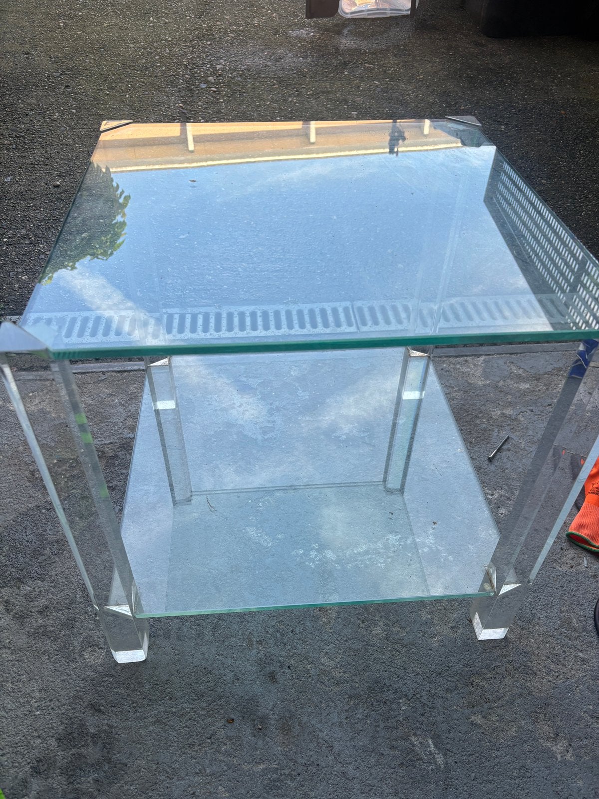 Glazen tafel design 50x 50 cm, Huis en Inrichting, Gebruikt, Glas, Modern, Rechthoekig