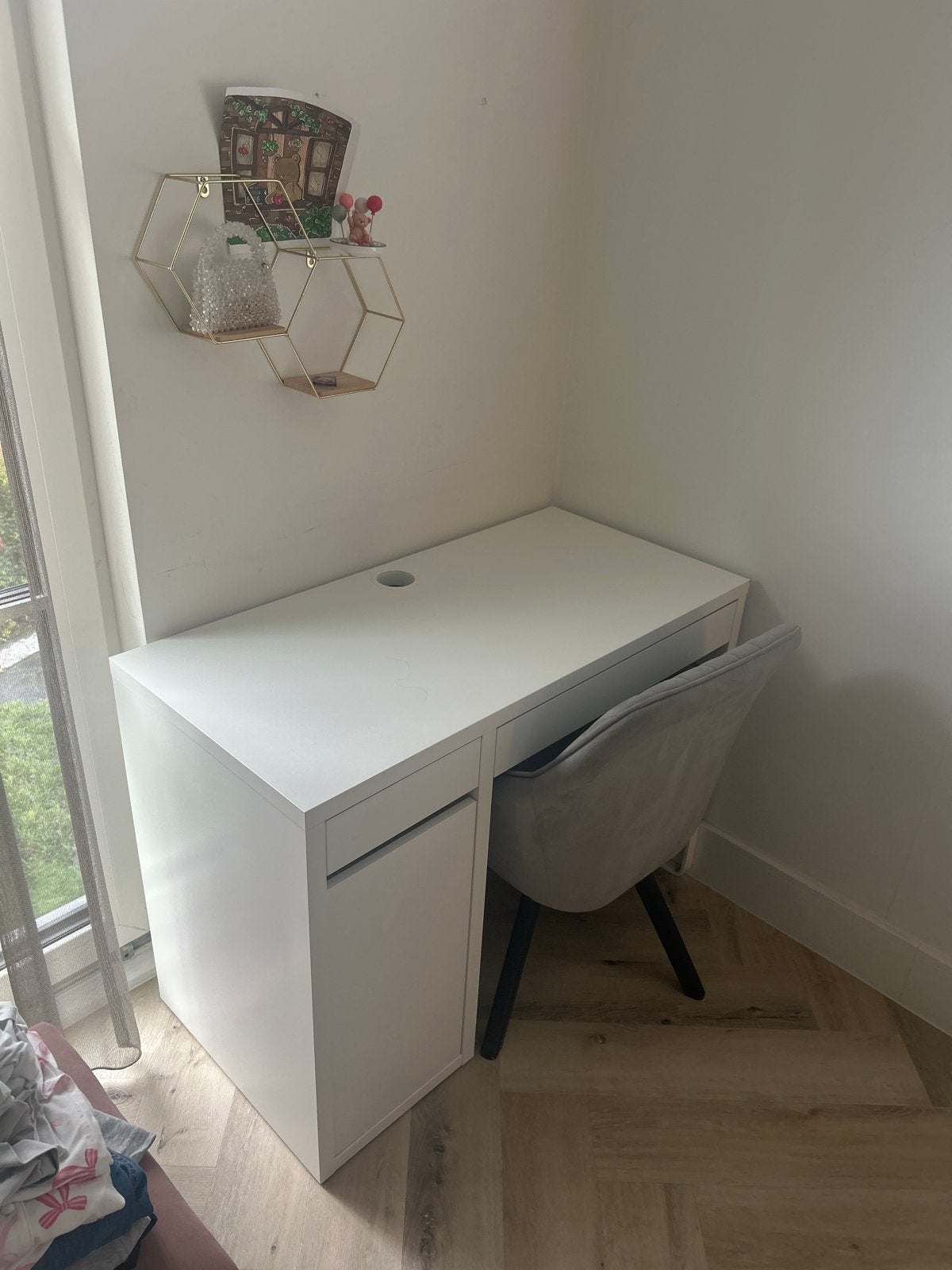 IKEA Micke bureau wit incl. bureaustoel, Ophalen, Gebruikt, Met lades, Spaanplaat of MDF