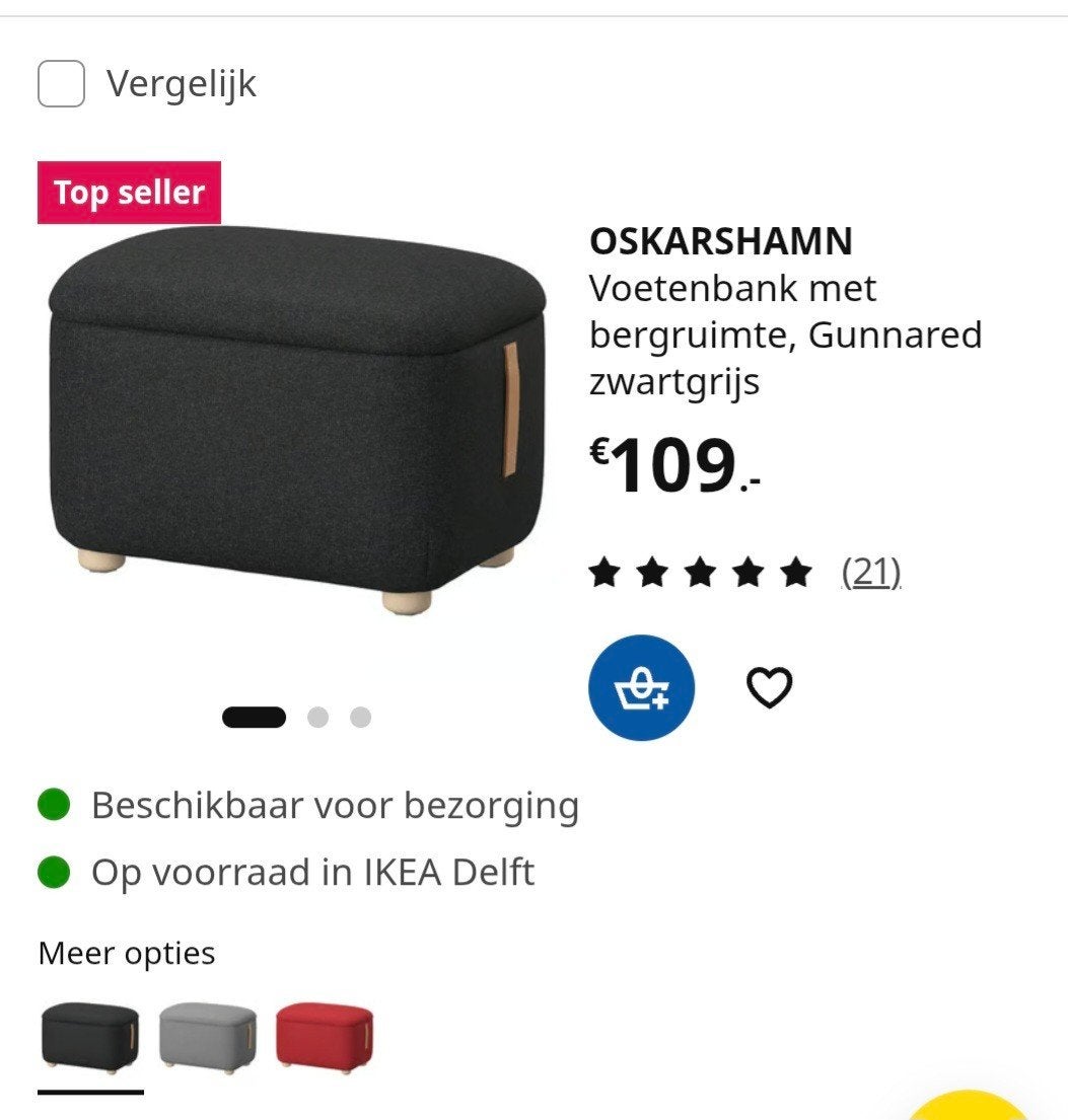 voetenbank met opbergruimte ikea (oskarshamn), Ophalen, Zo goed als nieuw, Rechthoekig