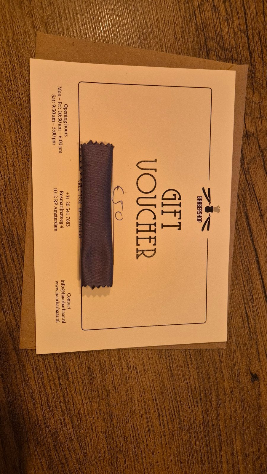 Voucher €50 Barbershop Amsterdam, Tickets en Kaartjes, Kortingen en Cadeaubonnen, Eén persoon, Kortingsbon, Overige typen