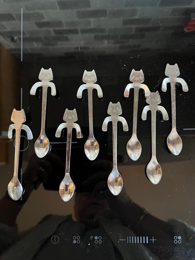Theelepeltjes kat/poes, Overige materialen, Overige typen, Ophalen of Verzenden, Zo goed als nieuw