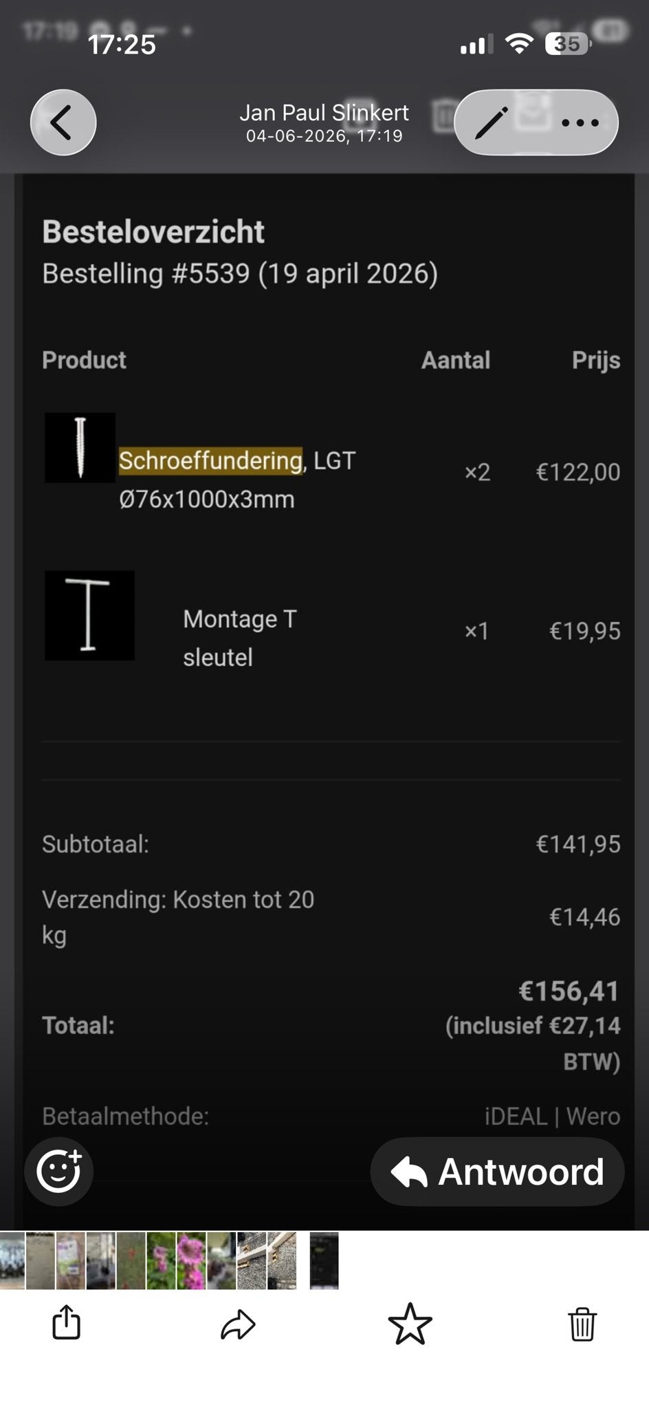 Schroeffundering LGT Ø76x1000x3mm met Montagesleutel, Ophalen, Nieuw