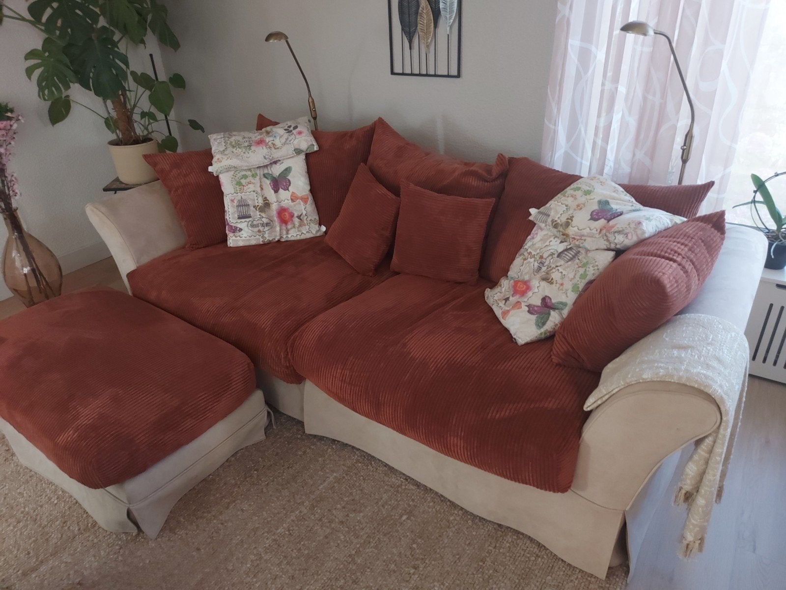 Grote loungebank met hocker en extra hoezen, Ophalen