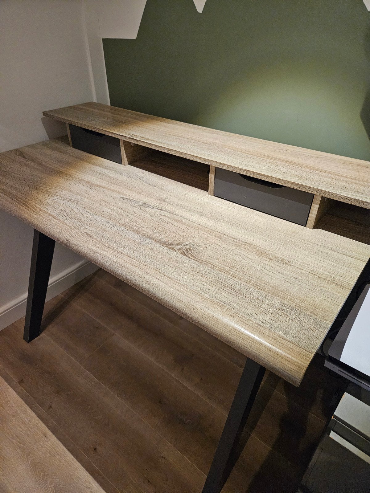 Bureau Ryan eikenkleur 87x120x62, Huis en Inrichting, Bureaus, Ophalen, Demontabel, Gebruikt, Spaanplaat of MDF