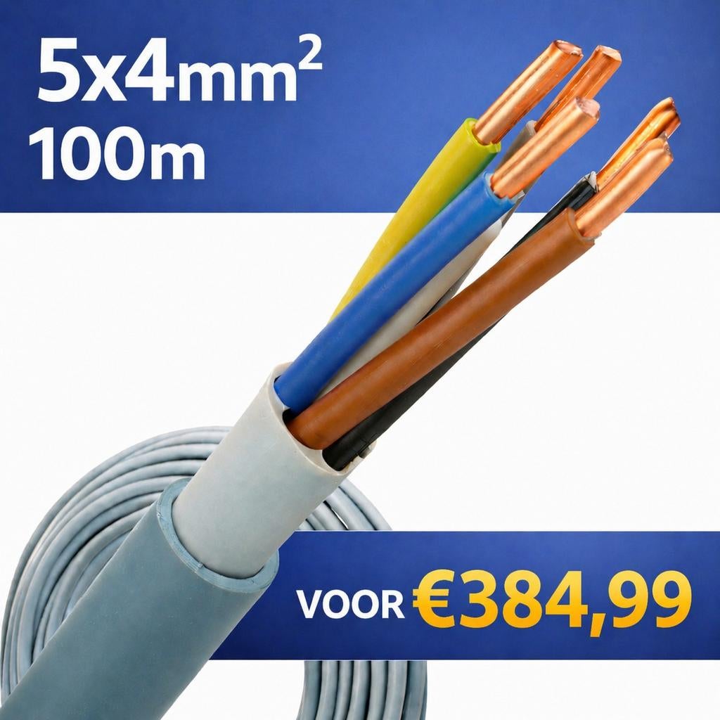 YMvK 5x4mm² Dca (100m), Doe-het-zelf en Verbouw, Elektra en Kabels, Ophalen of Verzenden, Nieuw, Kabel of Snoer