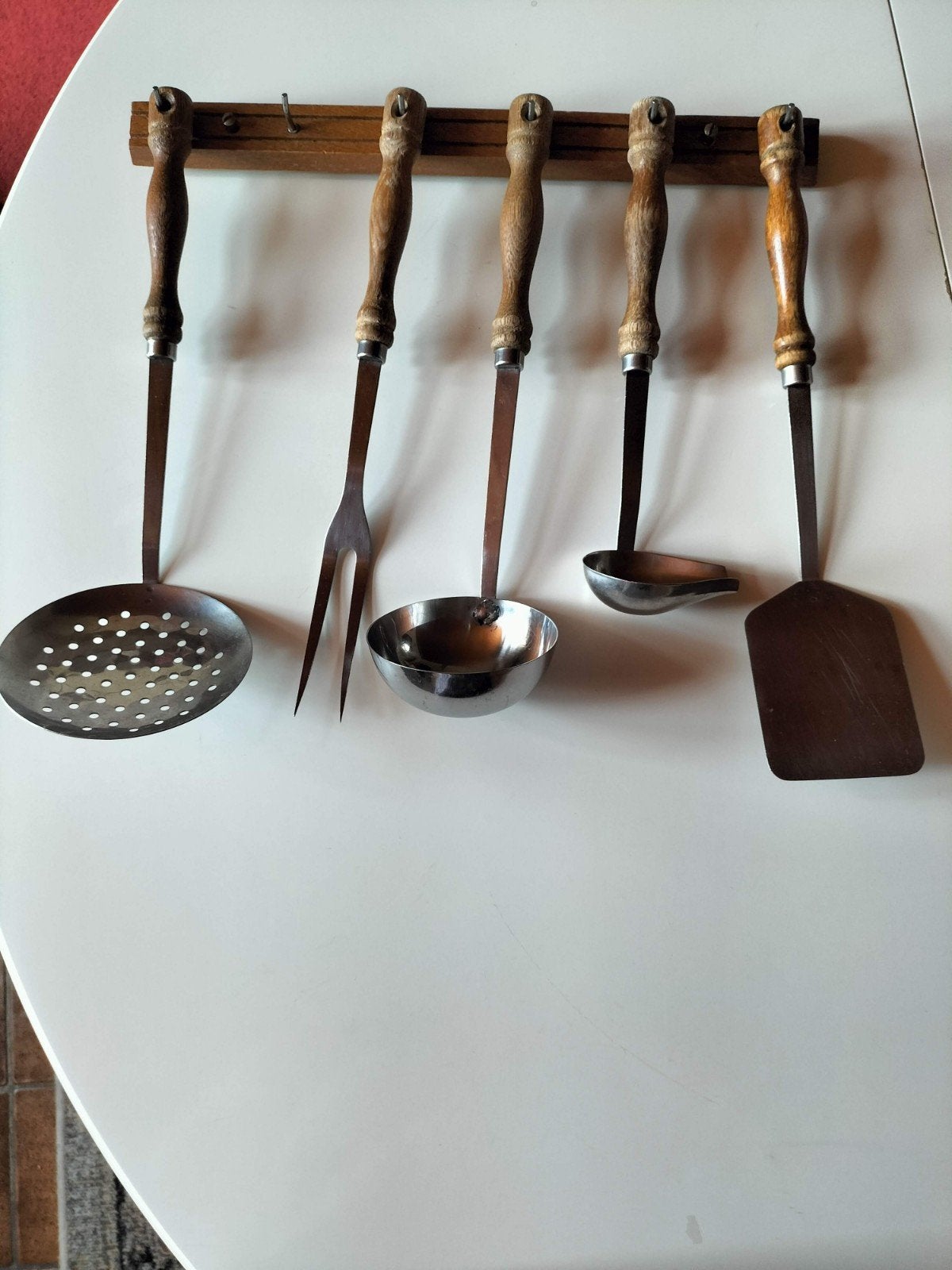 Vintage Keukengerei Set met Houten Handvatten, Ophalen, Hout, Overige typen, Gebruikt