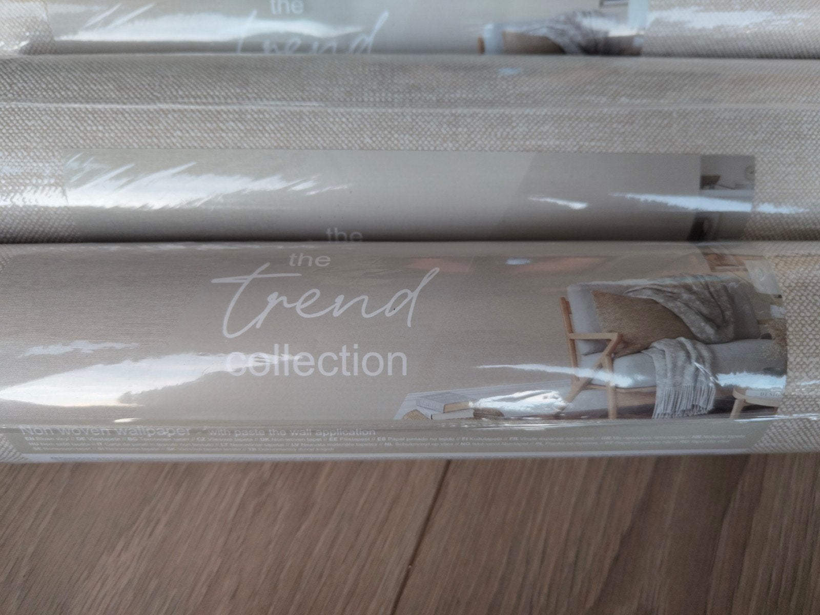 Linnen look behang action 3x, Ophalen of Verzenden