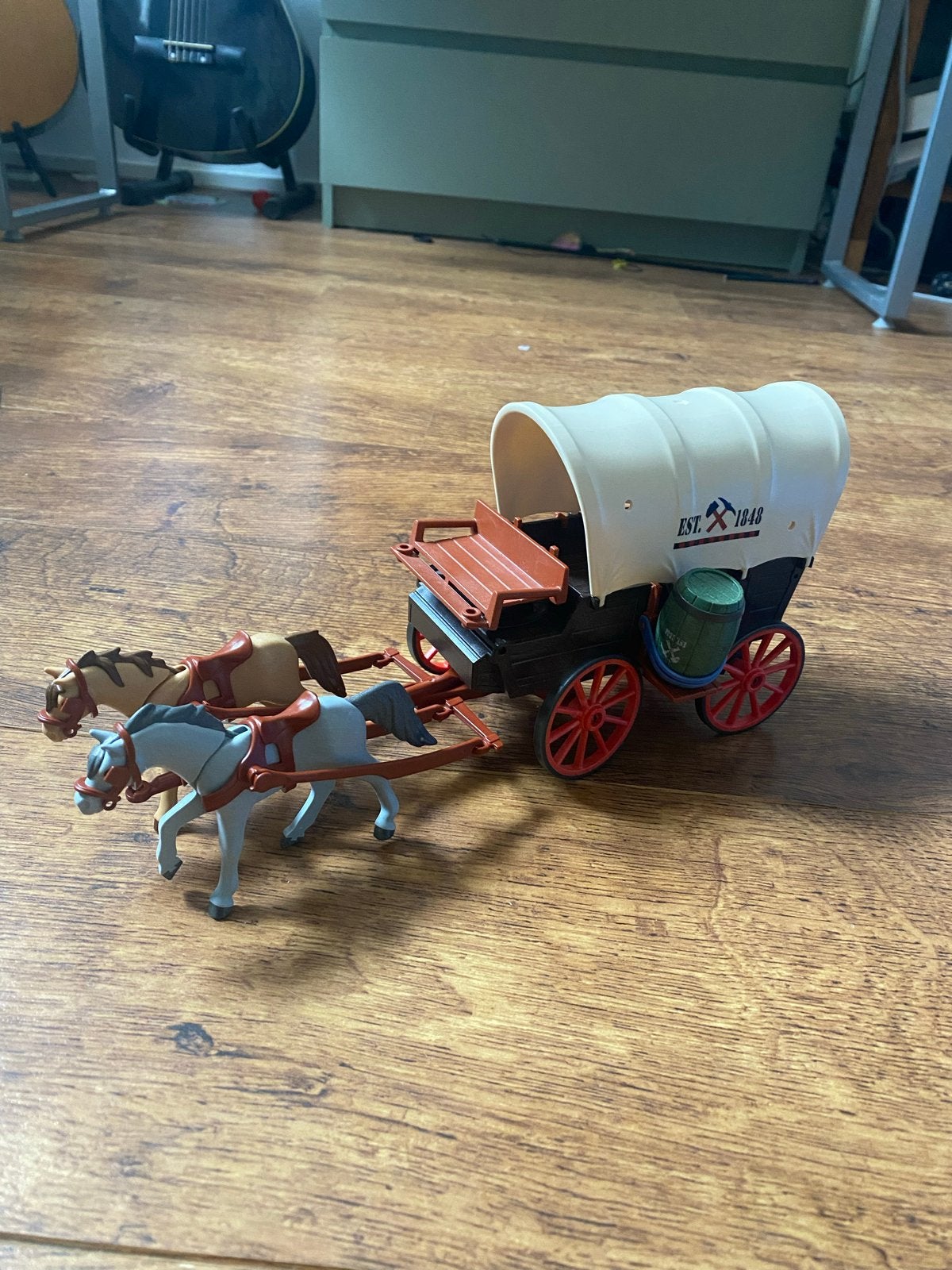 Playmobil huifkar met paarden, Ophalen of Verzenden, Zo goed als nieuw, Jongen of Meisje