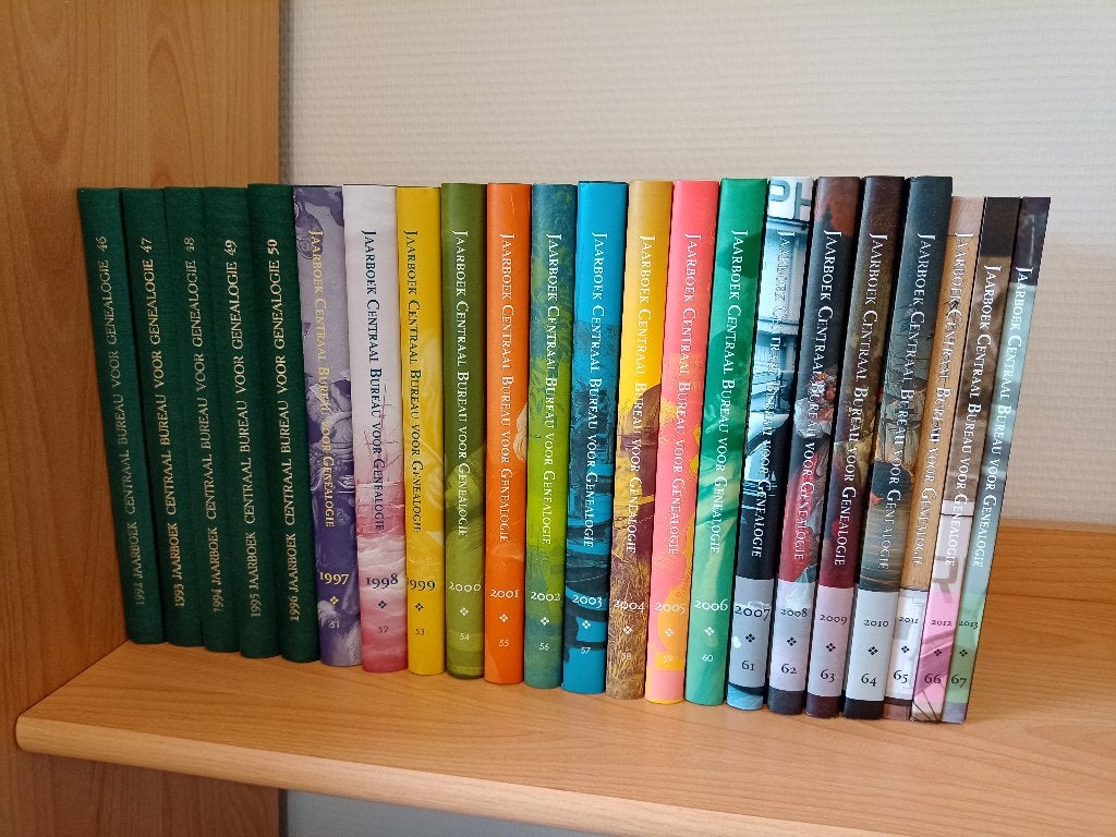 Jaarboeken Centraal Bureau voor Genealogie 1992-2013, Boeken, 20e eeuw of later, Diverse auteurs, Ophalen of Verzenden, Zo goed als nieuw