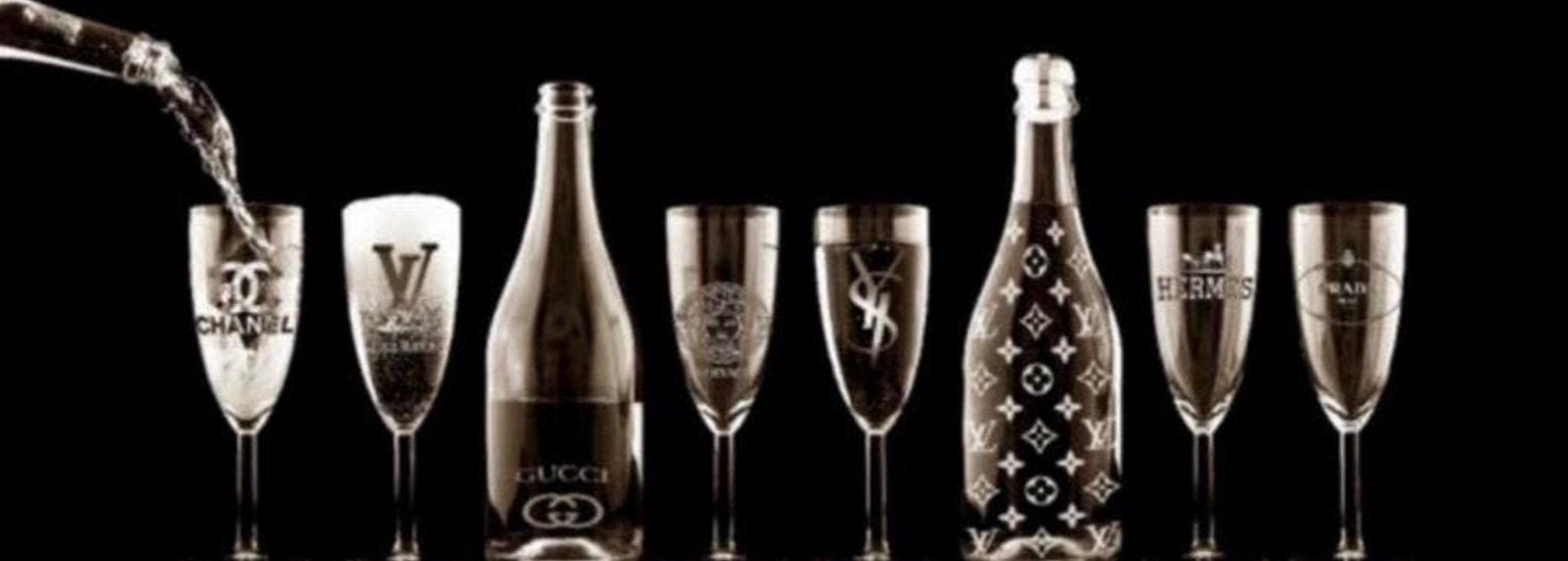 Luxe Champagne Glazen Set - Plexiglas Sepia, Ophalen of Verzenden, Nieuw, Overige typen