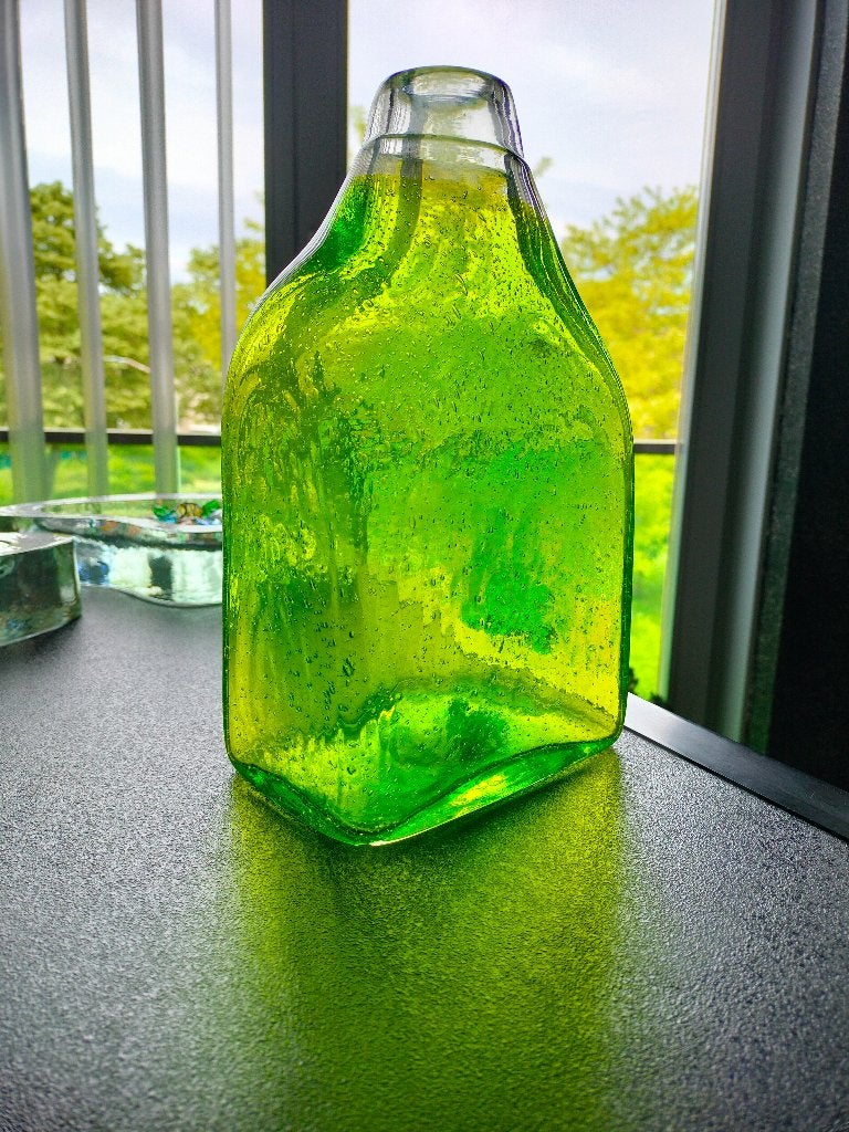 Italie Vaas Glas Groen Air Transparant Design 1980, Ophalen of Verzenden