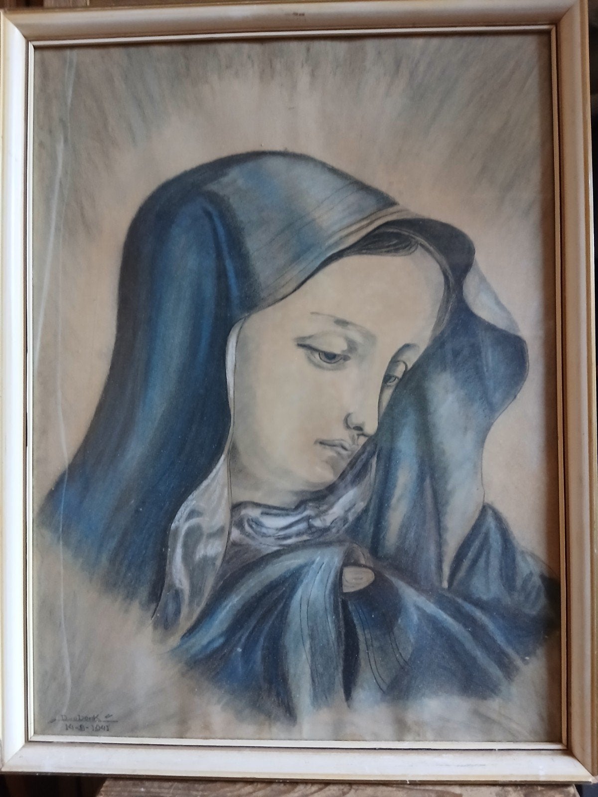 oude tekening  Dolorosa (1941), Antiek en Kunst, Portret of Personen, Gedateerd, Ophalen of Verzenden, Tekening