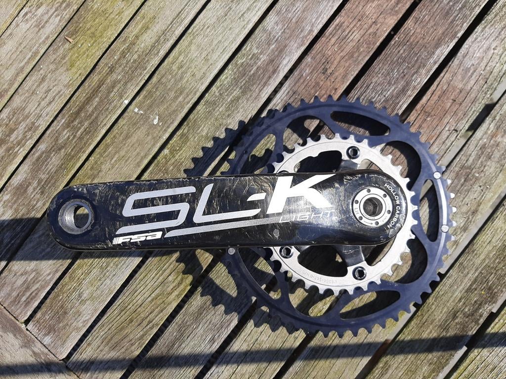 FSA SL-K carbon crankstel met 175 mm cranks, Fietsen en Brommers, Fietsonderdelen, Ophalen of Verzenden, Zo goed als nieuw, Crankstel of Pedalen