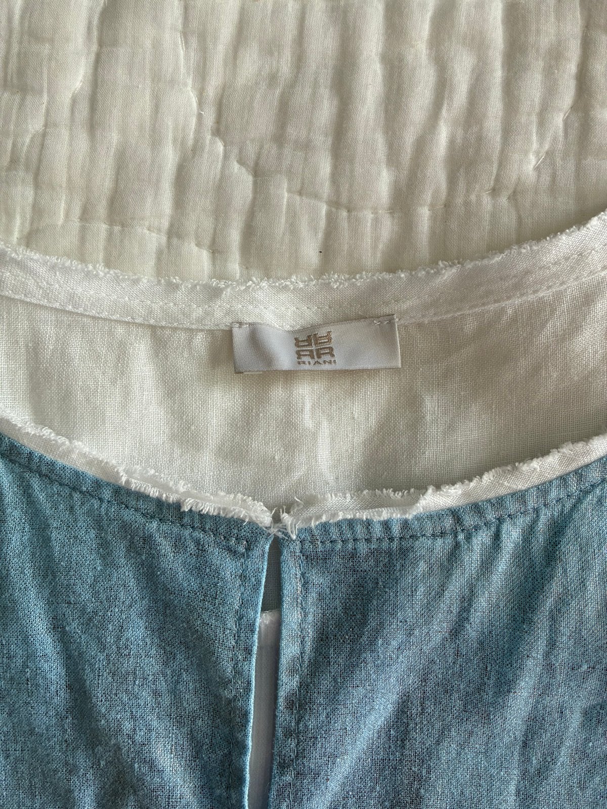 Riani linnen jurk maat 42, lengte 105cm, Kleding | Dames, Jurken, Blauw, Maat 42/44 (L), Ophalen of Verzenden, Gedragen