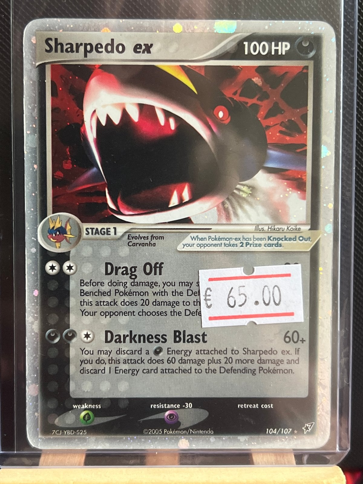 Sharpedo ex Pokémon kaart (104/107) - Zeldzaam!, Ophalen of Verzenden, Gebruikt, Losse kaart
