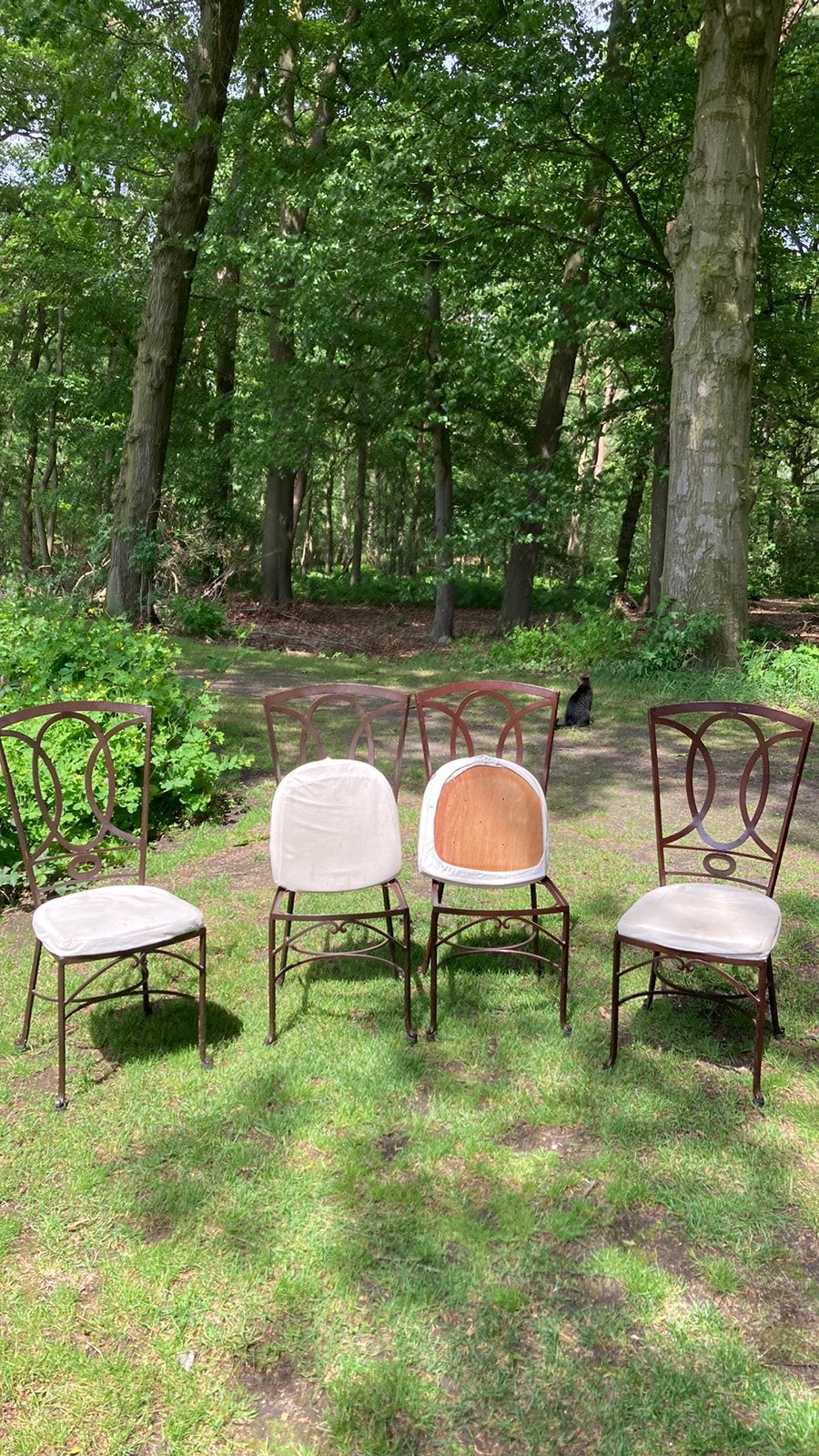 Smeedijzeren stoelen uit frankrijk, Antiek en Kunst, Ophalen of Verzenden