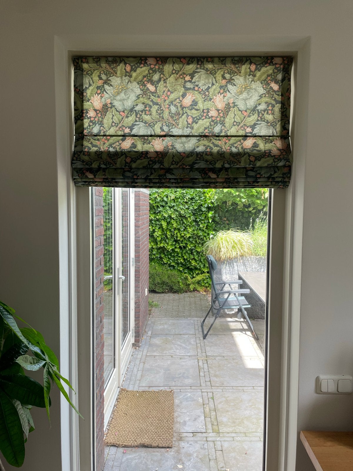 2x William Morris stijl vouwgordijnen - Groen/Roze bloemen, Ophalen, 200 cm of meer, 50 tot 100 cm, Zo goed als nieuw