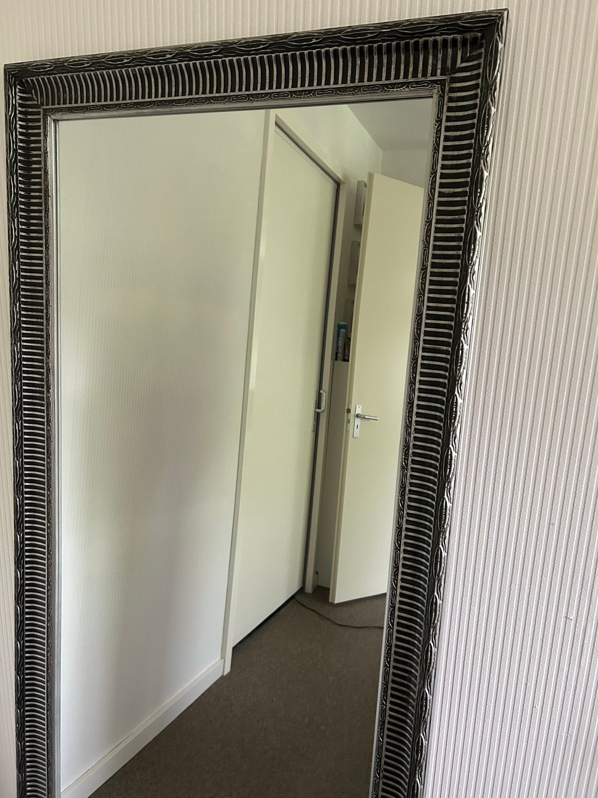 Grote spiegel 180x80 cm met zilverkleurige lijst, Ophalen, Zo goed als nieuw, 75 tot 100 cm, 150 tot 200 cm