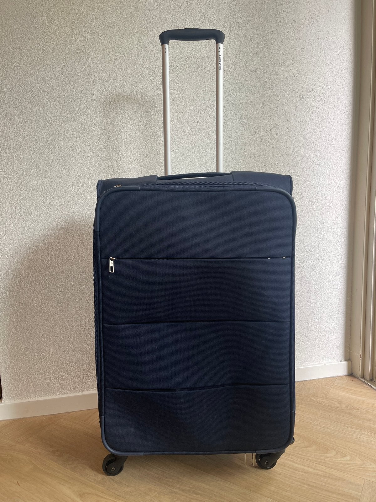 Samsonite Spinner reiskoffer - Blauw - Gebruikt, Overige materialen, Gebruikt, 35 tot 45 cm, Uitschuifbare handgreep